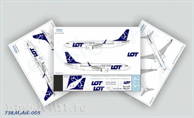 738MAX-005 Ascensio 1/144 Декаль на самолёт Боеiнг 737-8 MAX (LOT)