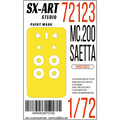 72123 SX-Art 1/72 Окрасочная маска MC.200 Saetta (Hobbyboss)