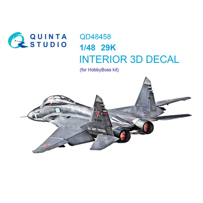 QD48458 Quinta Studio 1/48 3D Декаль интерьера кабины МiGG-29К (HobbyBoss)