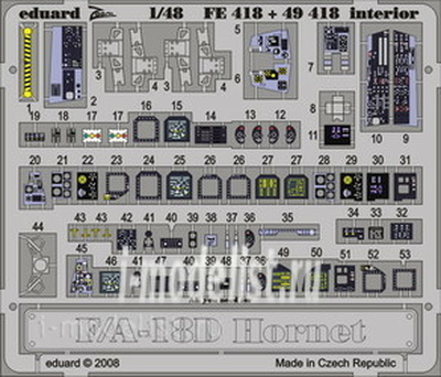FE418 Edward 1/48 Color photo-etching for F/ A-18D interior S. A.
