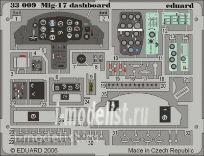 33009 Eduard 1/32 Фототравление MiGG-17 dashboard    