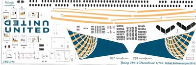 789-014 Ascensio 1/144 Decal for Boeng 787-9 United