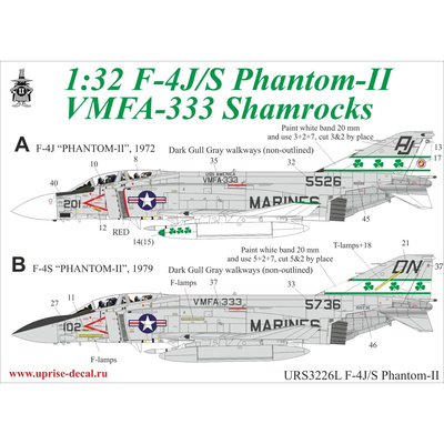 URS3226L UpRise 1/32 Декаль для F-4J Phantom-II VMFA-333