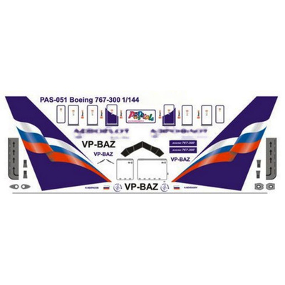 pas051 PasDecals Decals 1/144 Scales Boeing 767-300 A-flot