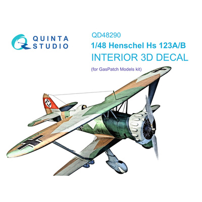 QD48290 Quinta Studio 1/48 3D Декаль интерьера кабины Henschel Hs 123A/B (GasPatch models)