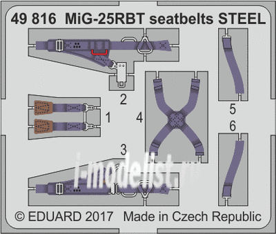49816 Eduard 1/48 Фототравление для MiGG-25РБТ ремни, сталь