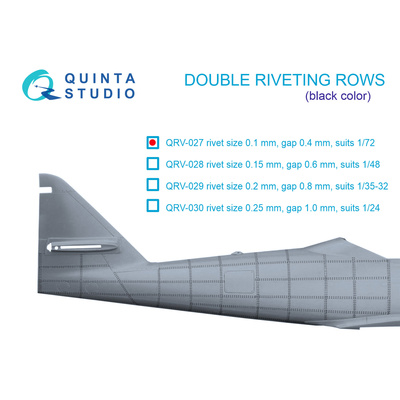 QRV-027 Quinta Studio 1/72 Double riveting rows (riveting size 0.10 mm, interval 0.4 mm), black, total length 6.7 m