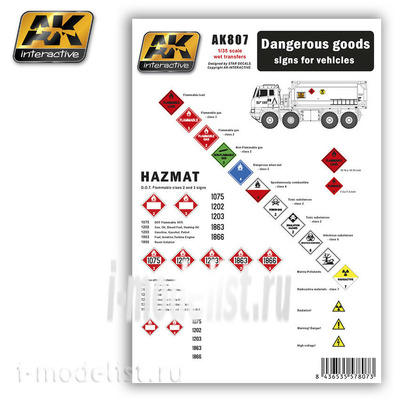 AK807 AK Interactive DANGEROUS GOODS SIGNS FOR VEHICLES (a set of decals with many warning signs)