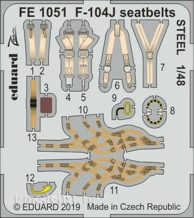 FE1051 Eduard 1/48 Набор фототравления для F-104J стальные ремни