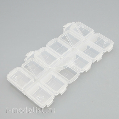 U144-03 MiniWarPaint Storage box rectangular 12 cells, 130x65 mm (Transparent)