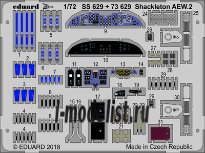 73629 Eduard 1/72 Фототравление для модели Shackleton AEW.2 cokpit interior