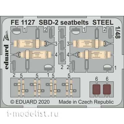 FE1127 Eduard 1/48 Фототравление для SBD-2, ремни, сталь