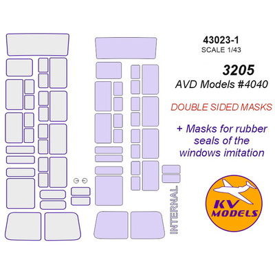 43023-1 KV Models 1/43 Окрасочная маска для П@3-3205 - двусторонние маски