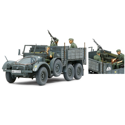 35317 Tamiya 1/35 Нем. грузовик 6X4 Krupp Protze (Kfz.70) (3 фигуры, пулемет Mg34)