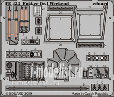 FE433 Eduard 1/48 Цветное фототравление для Fokker Dr. I Weekend