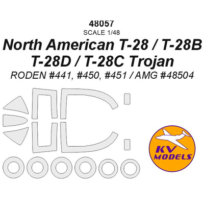 48057 KV Models 1/48 Окрасочная маска для North American T-28 / T-28B / T-28D / T-28C Trojan + маски на диски и колеса