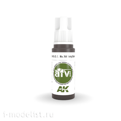 AK11384 AK Interactive Краска акриловая S.C.C. NO.1A VERY DARK BROWN (темно-коричневый) 17 мл