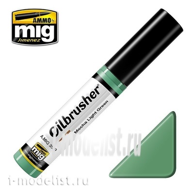 AMIG3529 Ammo Mig MECHA LIGHT GREEN (Масляная краска с тонкой кистью аппликатором) / СВЕТЛО-ЗЕЛЕНЫЙ