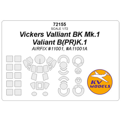 72155 KV Models 1/72 Маска окрасочная для Vickers Valiant BK Mk.1 / Valiant B(PR)K.1 + маски на диски и колеса