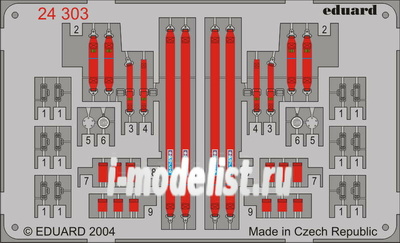 24303 1/43 Eduard photo etched parts for Sparco 6 points Red