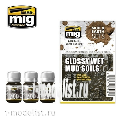 AMIG7442 Ammo Mig GLOSSY WET MUD SOILS (MUD & EARTH SETS) (Влажная грязевая почва)