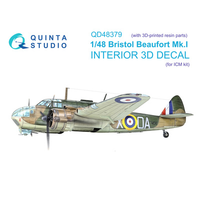 QD+48379 Quinta Studio 1/48 3D Декаль интерьера кабины Bristol Beaufort Mk.I (ICM) (с 3D-печатными деталями)