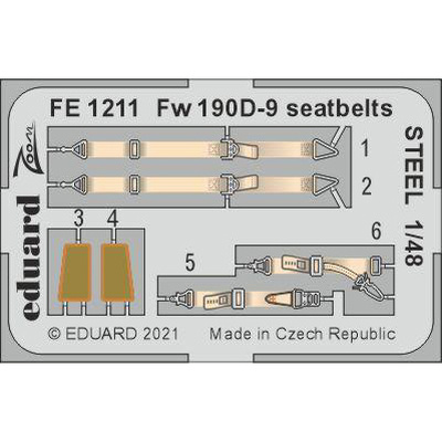 FE1211 Eduard 1/48 Фототравление для Fw 190D-9 стальные ремни