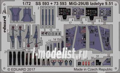 73593 Eduard 1/72 Фототравление для MiGG-29УБ Изделие 9.51