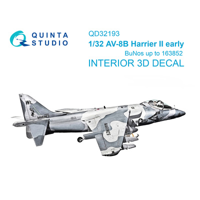 QD32193 Quinta Studio 1/32 3D Декаль интерьера кабины AV-8B Harrier II ранний (Трубач)