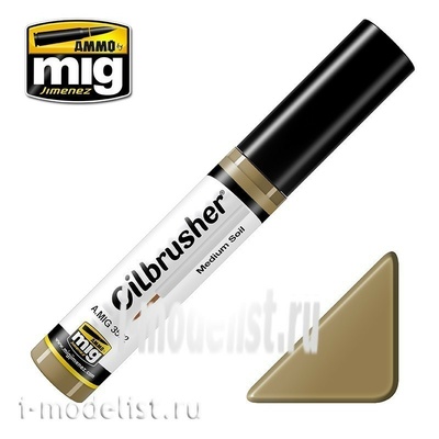 AMIG3522 Ammo Mig MEDIUM SOIL (Масляная краска с тонкой кистью аппликатором) / ПОЧВА (MEDIUM)