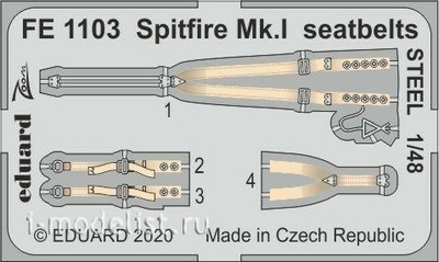 FE1103 Eduard 1/48 photo etched parts for Spitfire Mk. I steel belts