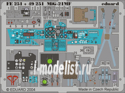 FE251 Eduard 1/48 Цветное фототравление для MiGG-21MF
