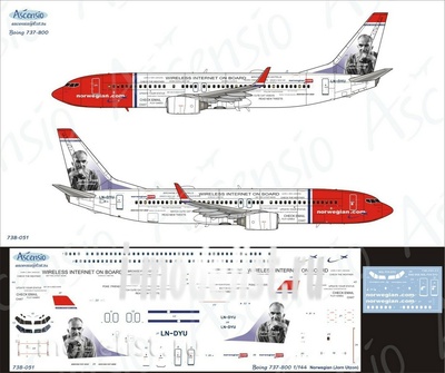 738-051 Ascensio 1/144 Декаль на самолет боенг 737-800 (Norwegian (Jorn Utzon))