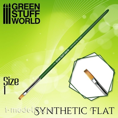 2458 Green Stuff World Flat Synthetic Brush Size 1 / GREEN SERIES Flat Synthetic Brush Size 1