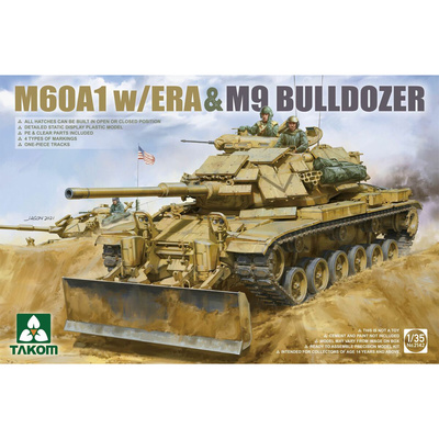 2142 Takom 1/35 Танк M60A1 с навесной защитой ERA и отвалом M9 Bulldozer
