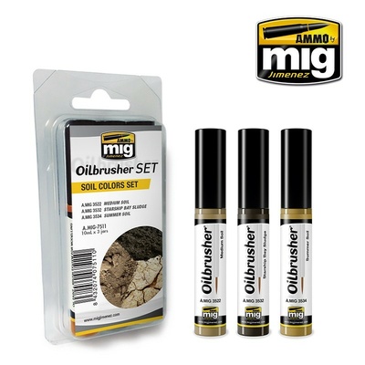 AMIG7511 Ammo Mig Набор масляных красок OILBRUSHER Цвета грунта / Soil Colors OILBRUSHER SET