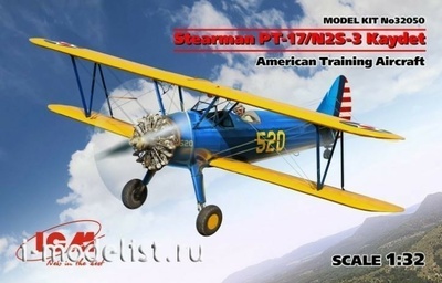 32050 ICM 1/32 Stearman PT-17/N2S-3 Kaydet, Американский учебный самолет