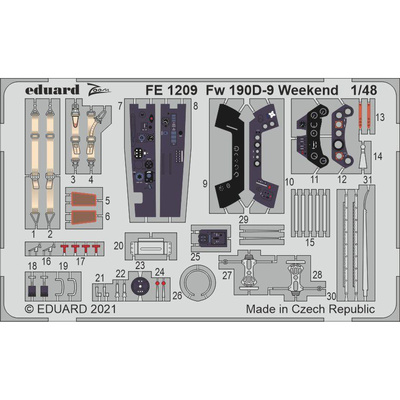 FE1209 Eduard 1/48 Фототравление для Fw 190D-9 Weekend