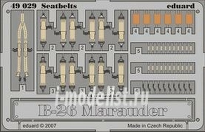 49029 Eduard 1/48 Фототравление для B-26 seatbelts