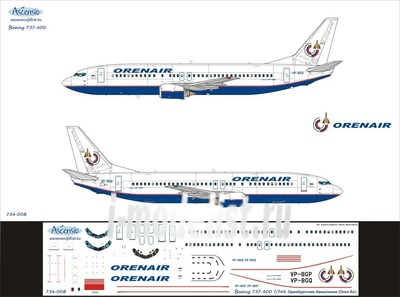 734-008 Ascensio 1/144 Декаль для boein 737-400 (OrenAr)