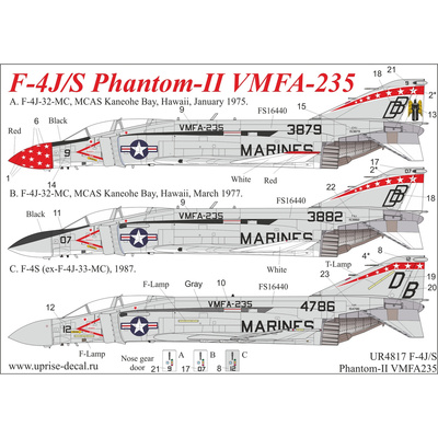 UR4817 UpRise 1/48 Декали для F-4J/S Phantom-II VMFA-235, без тех. надписей