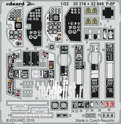 33216 Eduard 1/32 Цветное фототравление для F-5F