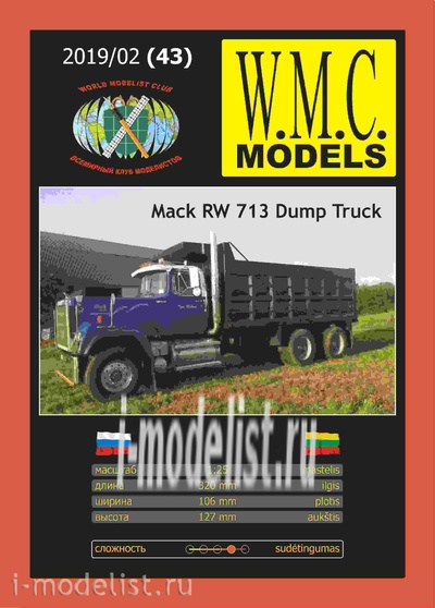 WMC-43 W.M.C. Models 1/25 Mack RW 713 Dump Truck