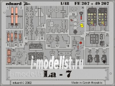 FE207 Eduard 1/48 Цветное фототравление для самолета Лавочкин Ла-7