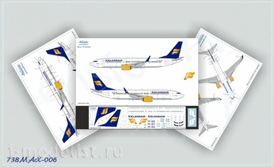 738MAX-006 Ascensio 1/144 Декаль на самолёт Боеiнг 737-8 MAX (Iselandair)