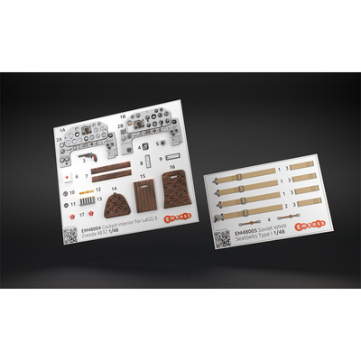 EM48004+EM48005 Emboss 1/48 Интерьер кабины для модели ЛаГГ-3 Zvezda + привязные ремни самолетов ВВС РККА Тип 1