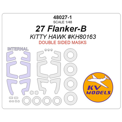 48027-1 KV Models 1/48 С-27 Flanker-B (KITTY HAWK #KH80163) - (Двусторонние маски) + маски на диски и колеса