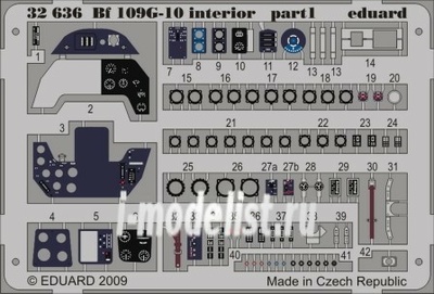 32636 1/32 Eduard Color photo etched parts for Bf 109G-10 interior   