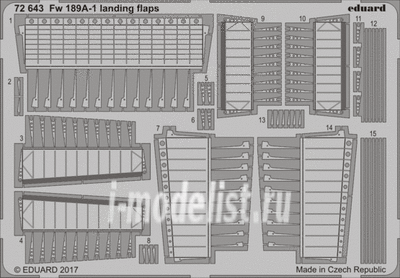 72643 Eduard 1/72 Фототравление для Fw 189A-1 закрылки