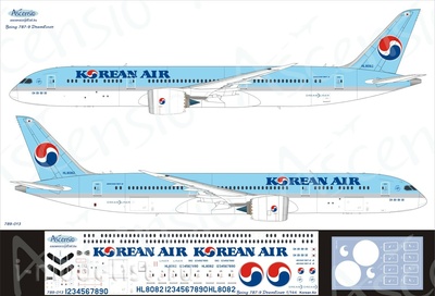 789-013 Ascensio 1/144 Scales the Decal on the plane Boeng 787-9 (Korean Air)